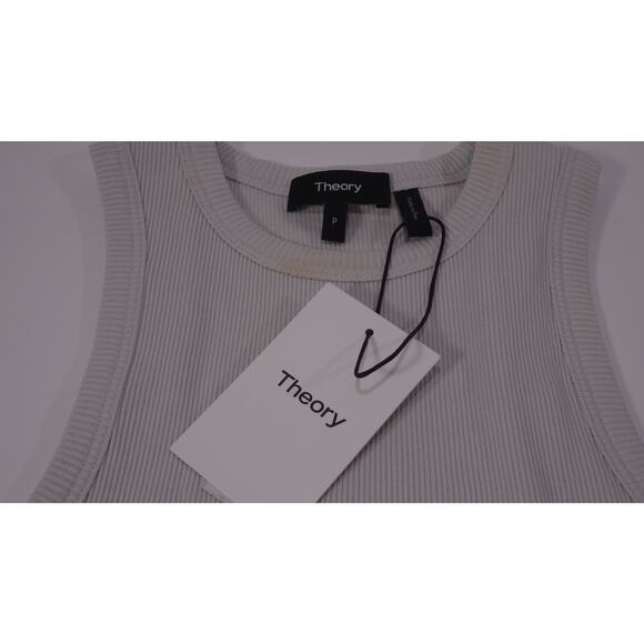 Theory Women's Fitted Tank O _ 2 Compact Rib Top Sz P NWT 130 Lunar Rock IRRG - Picture 4 of 8